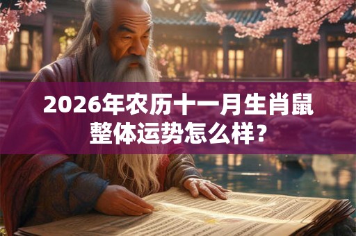 2026年农历十一月生肖鼠整体运势怎么样？