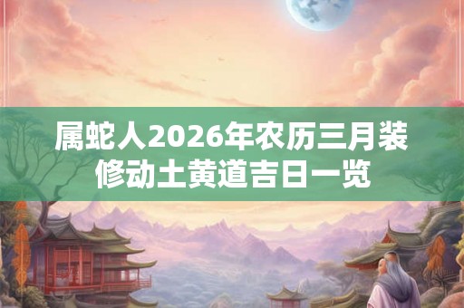 属蛇人2026年农历三月装修动土黄道吉日一览 属蛇人2026年农历三月装修动土黄道吉日一览