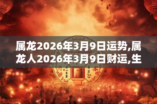 属龙2026年3月9日运势,属龙人2026年3月9日财运,生肖龙2026年3月9日运势
