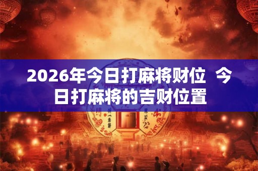 2026年今日打麻将财位  今日打麻将的吉财位置