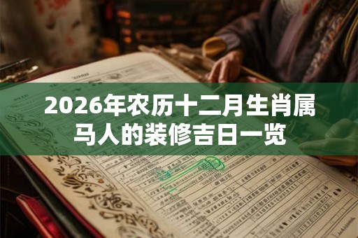 2026年农历十二月生肖属马人的装修吉日一览 2026年农历十二月生肖属马人的装修吉日一览