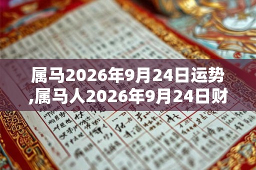 属马2026年9月24日运势,属马人2026年9月24日财运,生肖马2026年9月24日运势