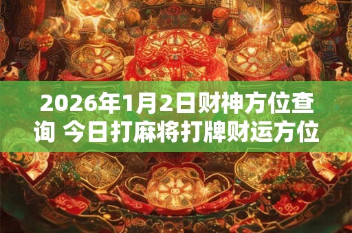 2026年1月2日财神方位查询 今日打麻将打牌财运方位 2026年1月2日财神方位查询 今日打麻将打牌财运方位