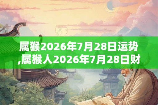 属猴2026年7月28日运势,属猴人2026年7月28日财运,生肖猴2026年7月28日运势
