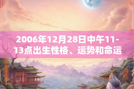 2006年12月28日中午11-13点出生性格、运势和命运