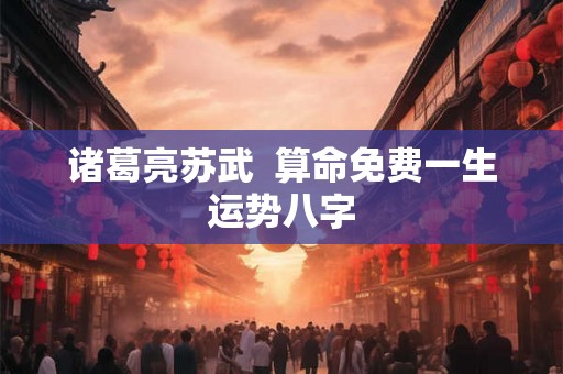 诸葛亮苏武 算命免费一生运势八字 诸葛亮苏武 算命免费一生运势八字