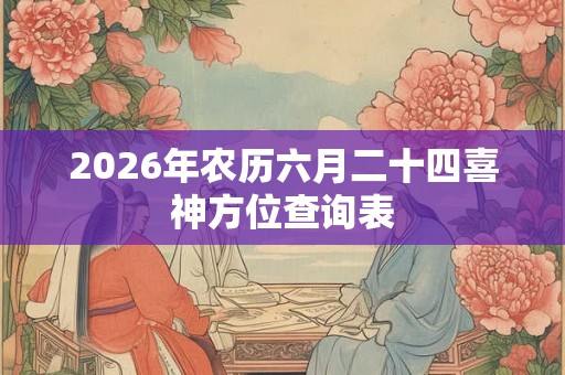 2026年农历六月二十四喜神方位查询表 2026年农历六月二十四喜神方位查询表