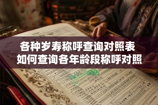 各种岁寿称呼查询对照表 如何查询各年龄段称呼对照表 各种岁寿称呼查询对照表 如何查询各年龄段称呼对照表