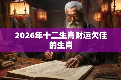 2026年十二生肖财运欠佳的生肖