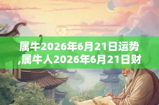 属牛2026年6月21日运势,属牛人2026年6月21日财运,生肖牛2026年6月21日运势 属牛2026年6月21日运势,属牛人2026年6月21日财运,生肖牛2026年6月21日运势