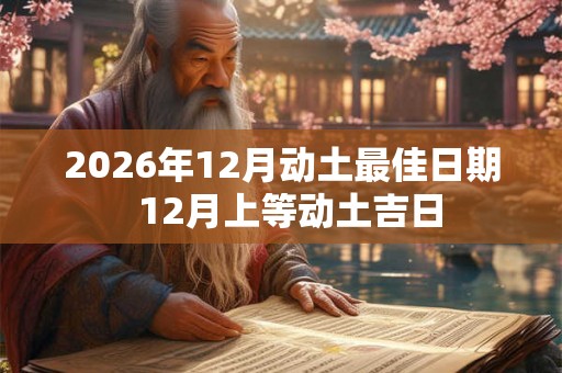 2026年12月动土最佳日期  12月上等动土吉日