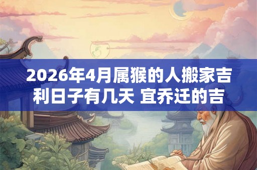 2026年4月属猴的人搬家吉利日子有几天 宜乔迁的吉日吉时