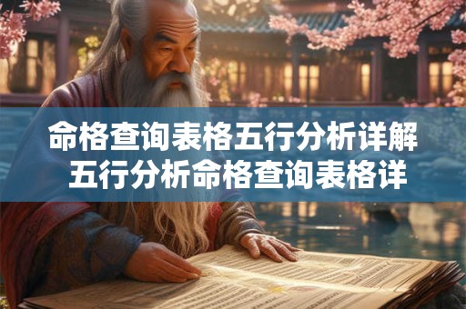 命格查询表格五行分析详解 五行分析命格查询表格详解