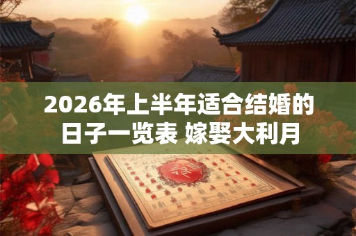 2026年上半年适合结婚的日子一览表 嫁娶大利月 2026年上半年适合结婚的日子一览表 嫁娶大利月