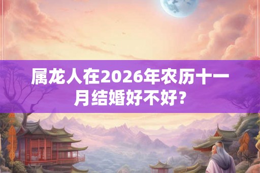 属龙人在2026年农历十一月结婚好不好？
