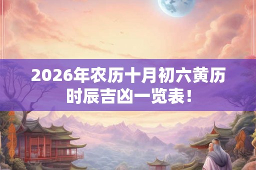2026年农历十月初六黄历时辰吉凶一览表！