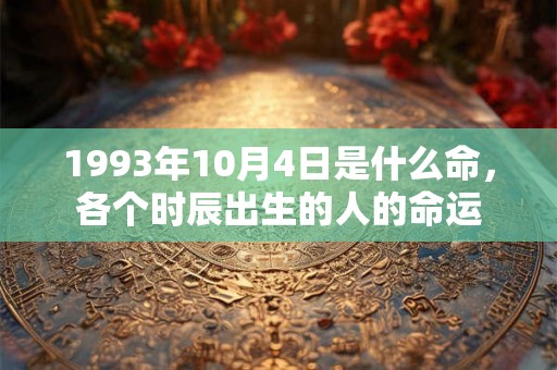 1993年10月4日是什么命，各个时辰出生的人的命运