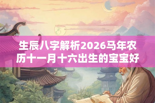 生辰八字解析2026马年农历十一月十六出生的宝宝好不好