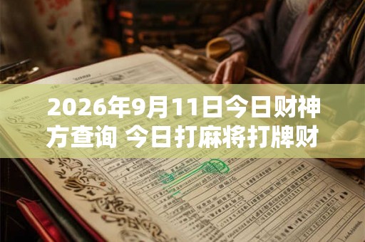 2026年9月11日今日财神方查询 今日打麻将打牌财神方位