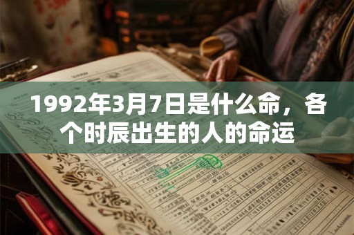 1992年3月7日是什么命，各个时辰出生的人的命运