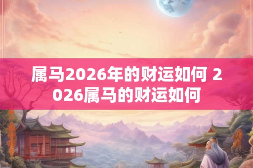 属马2026年的财运如何 2026属马的财运如何