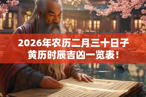 2026年农历二月三十日子黄历时辰吉凶一览表！
