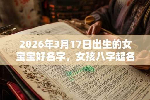 2026年3月17日出生的女宝宝好名字，女孩八字起名宜用字