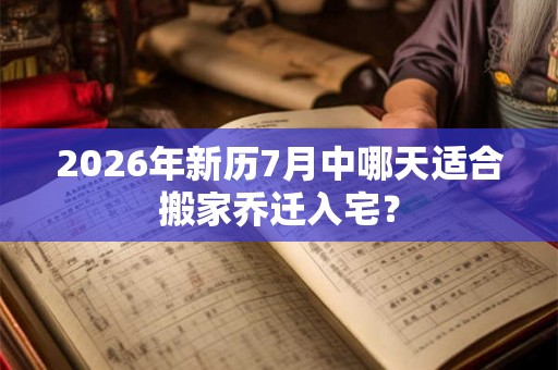 2026年新历7月中哪天适合搬家乔迁入宅？