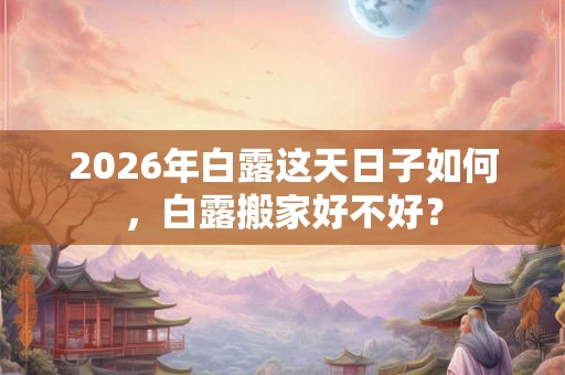 2026年白露这天日子如何，白露搬家好不好？