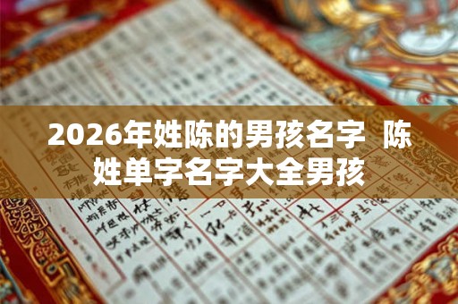 2026年姓陈的男孩名字  陈姓单字名字大全男孩