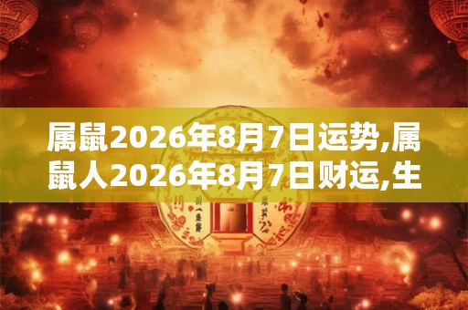 属鼠2026年8月7日运势,属鼠人2026年8月7日财运,生肖鼠2026年8月7日运势