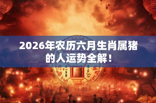 2026年农历六月生肖属猪的人运势全解！