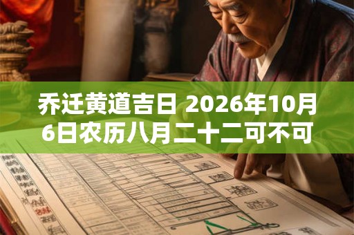 乔迁黄道吉日 2026年10月6日农历八月二十二可不可以迁居