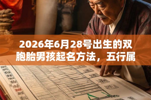 2026年6月28号出生的双胞胎男孩起名方法，五行属什么
