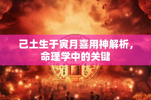 己土生于寅月喜用神解析，命理学中的关键
