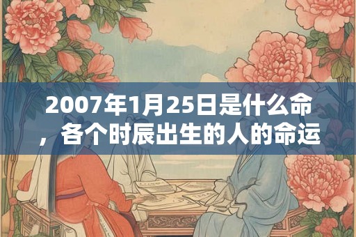 2007年1月25日是什么命，各个时辰出生的人的命运