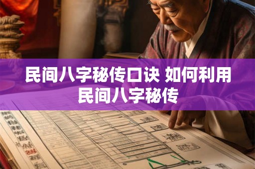 民间八字秘传口诀 如何利用民间八字秘传