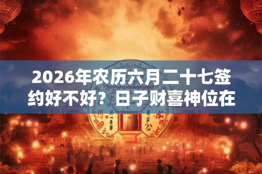 2026年农历六月二十七签约好不好？日子财喜神位在哪？