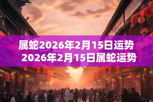 属蛇2026年2月15日运势  2026年2月15日属蛇运势详解