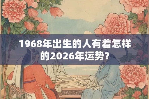 1968年出生的人有着怎样的2026年运势？