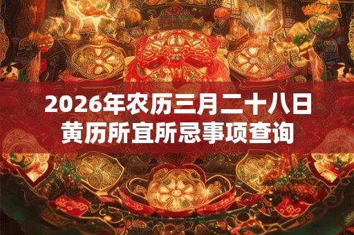 2026年农历三月二十八日黄历所宜所忌事项查询