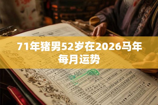 71年猪男52岁在2026马年每月运势