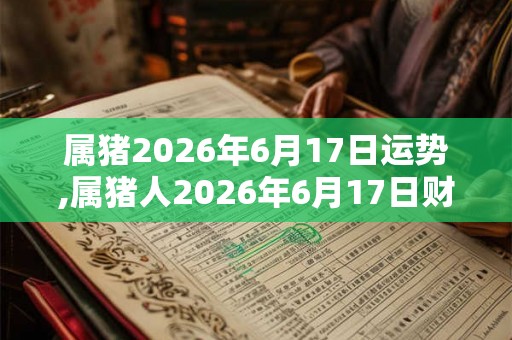 属猪2026年6月17日运势,属猪人2026年6月17日财运,生肖猪2026年6月17日运势