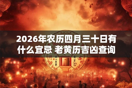 2026年农历四月三十日有什么宜忌 老黄历吉凶查询
