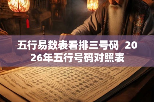 五行易数表看排三号码  2026年五行号码对照表