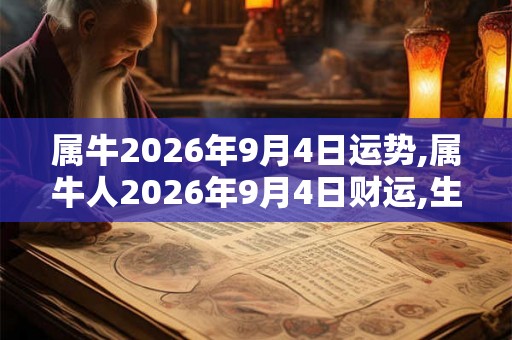 属牛2026年9月4日运势,属牛人2026年9月4日财运,生肖牛2026年9月4日运势