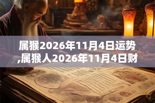 属猴2026年11月4日运势,属猴人2026年11月4日财运,生肖猴2026年11月4日运势