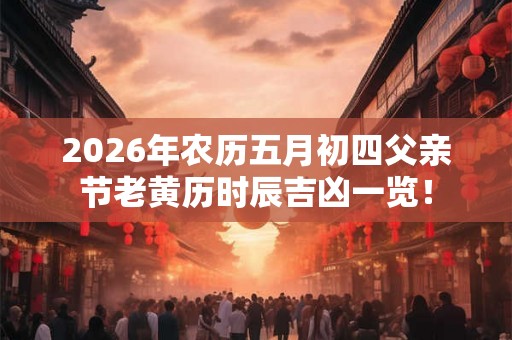 2026年农历五月初四父亲节老黄历时辰吉凶一览！