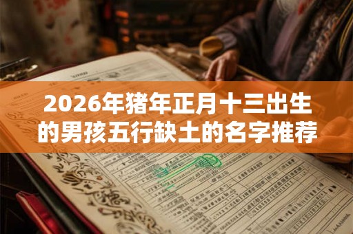 2026年猪年正月十三出生的男孩五行缺土的名字推荐