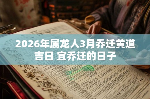 2026年属龙人3月乔迁黄道吉日 宜乔迁的日子